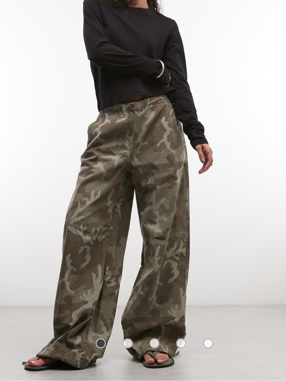 Weekday Ripstop Wide Leg Pant in Camo